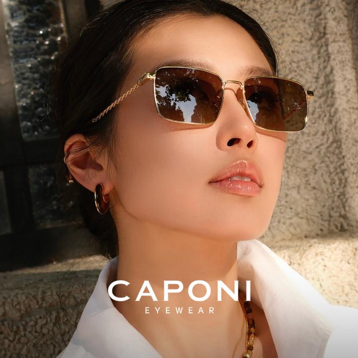 CAPONI轻奢老钱风超轻钛绞花金属墨镜女款2025新款偏光显瘦太阳镜