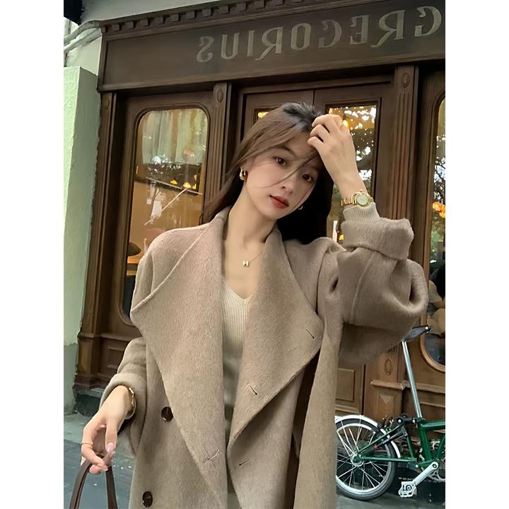 【里约日落】法式休闲设计感毛呢大衣女装秋冬季小个子翻领呢子外套