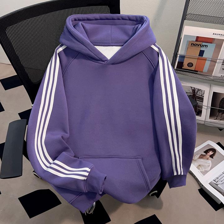 Dekkry潮牌纯色创意个性百搭秋冬季三条杠连帽卫衣男女款新款上衣