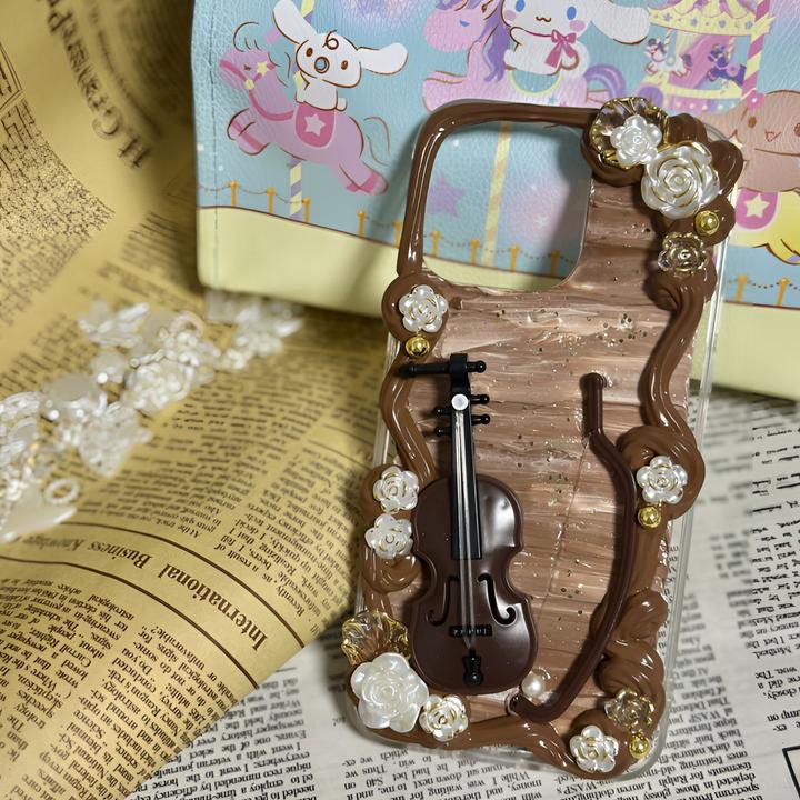 【怡宝】手工奶油胶DIY手机壳小提琴作曲家创意ins小众迷你无线可爱