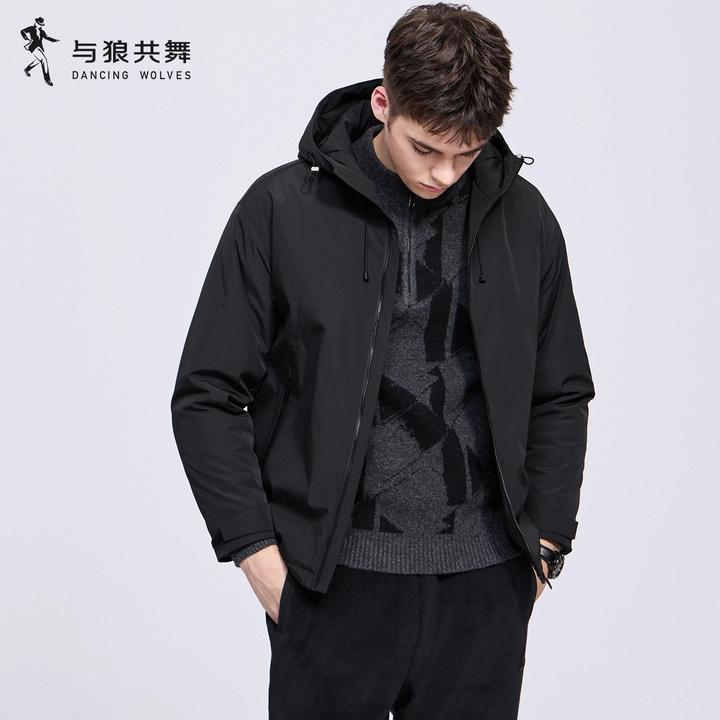 【夹棉】与狼共舞连帽夹克男士2025秋冬新款休闲舒适百搭轻暖外套
