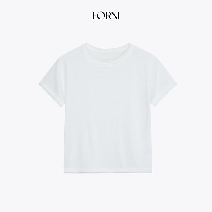 FORNI 叠穿胶囊 设计感羊毛卷边撞色假两件修身T恤