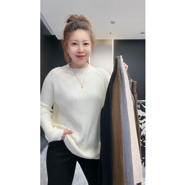 针织长袖常规款秋冬季毛针织衫时尚圆领毛衣百搭显瘦