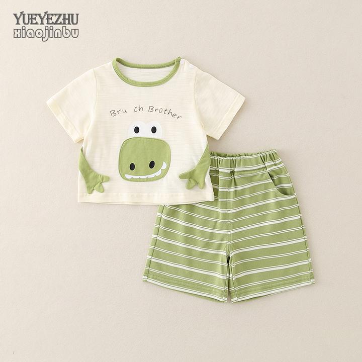 婴幼儿衣服分体夏装男宝宝短袖短裤两件套夏季卡通可爱外出小童装