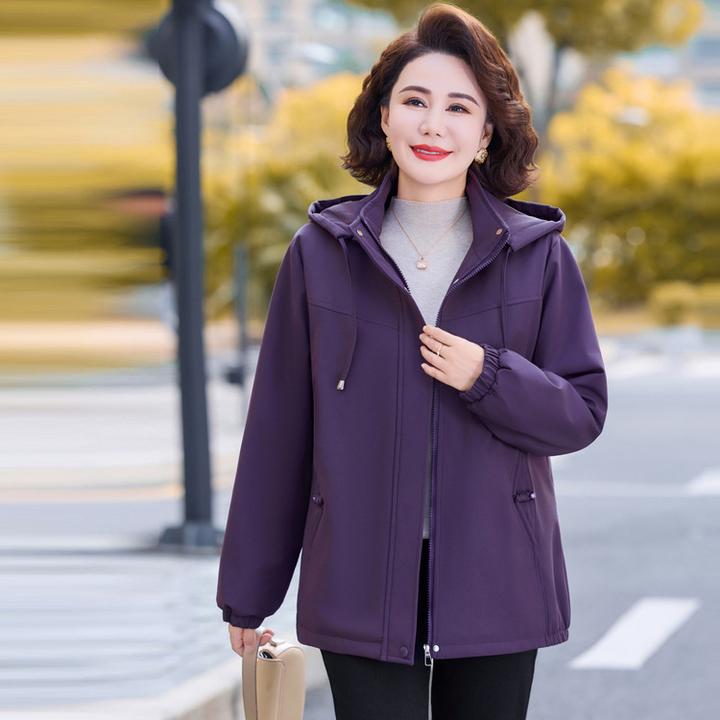 妈妈装冬装外套短款洋气棉衣宽松中老年女装秋冬加绒特厚连帽上衣