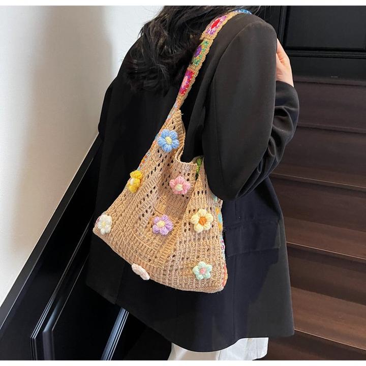 编织包拼接新款女包织物拉链2025年春季斜挎包