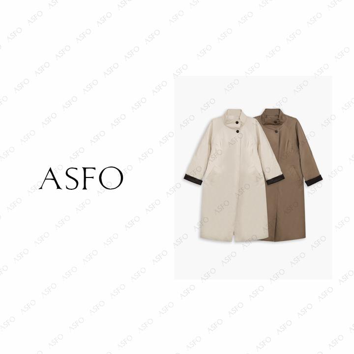 【AS风迹】25新气质高级棉麻保暖收腰风衣白鹅绒服AS25DYRF05917