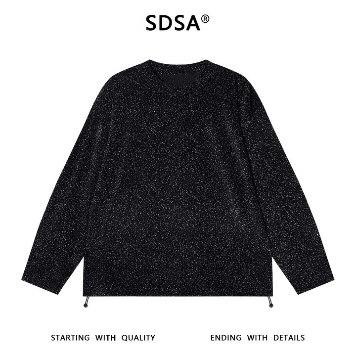 SDSA男士秋冬新款痞帅男装简约撞色下摆松紧针织圆领卫衣百搭时尚