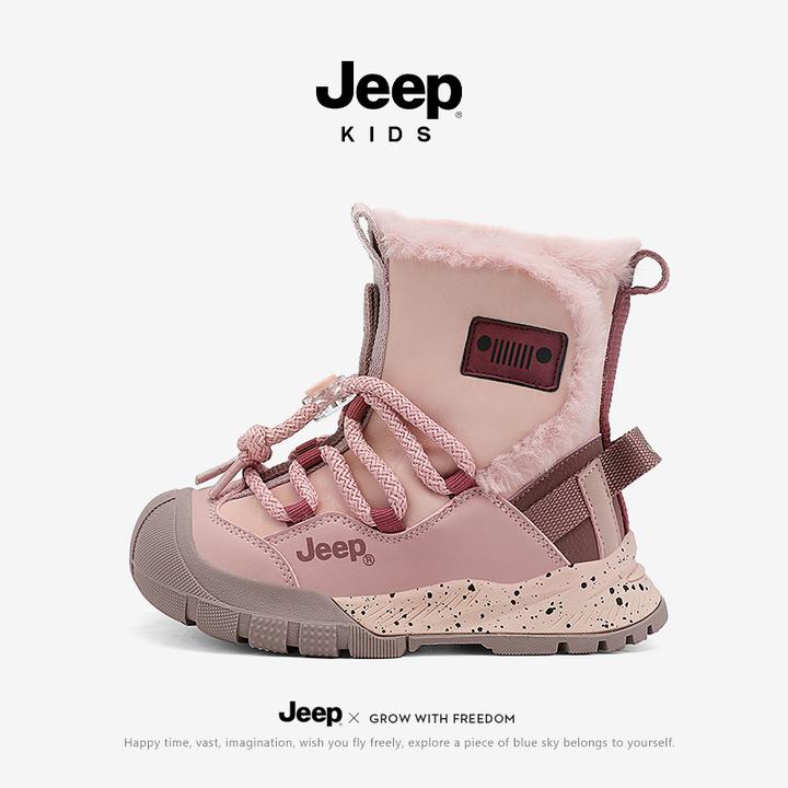 jeep儿童雪地靴女童2025新款冬季加绒加厚东北大棉鞋子男童雪地棉
