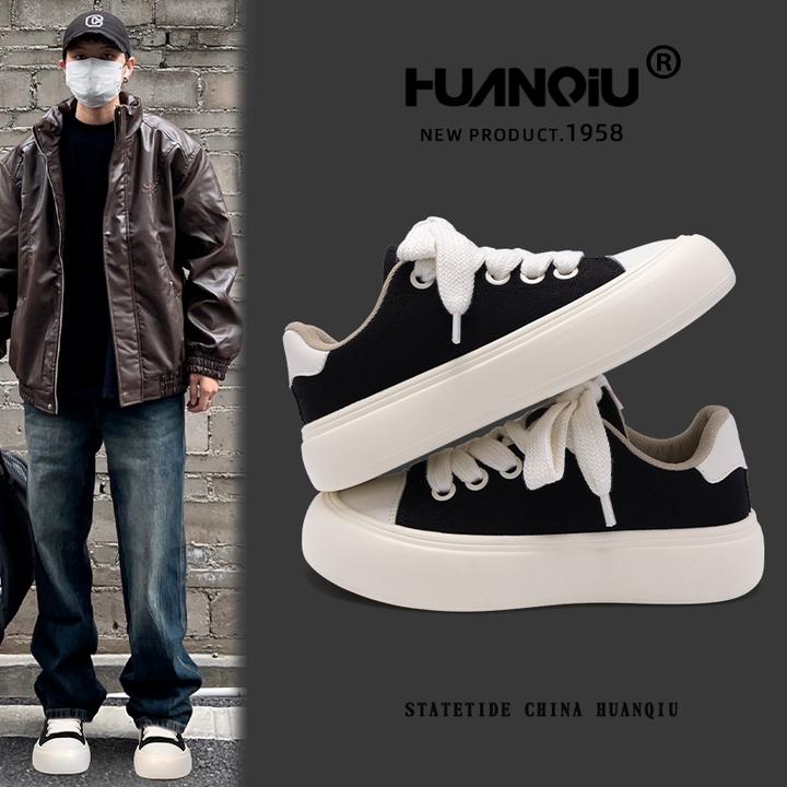 环球正品爆款时尚板鞋男2025春季新款轻便百搭休闲增高酷帅ins鞋