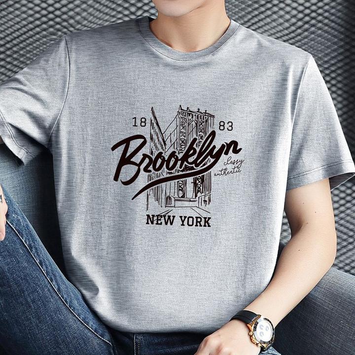 皓一优品潮牌t恤百搭潮流体恤圆领印花短袖夏季宽松弹力上衣服