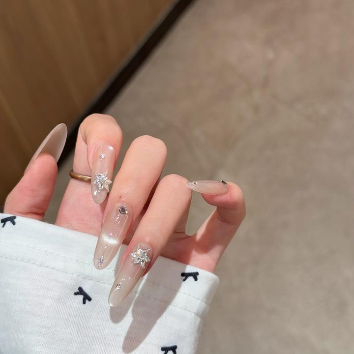 【明镜台】纯欲猫眼雪花锆石爆闪显白高级纯手工穿戴甲指甲贴