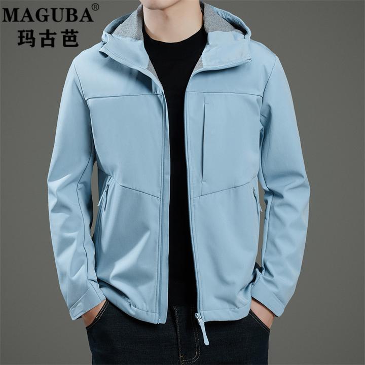 玛古芭户外冲锋衣春秋夹克衫男士运动软壳登山服三防外套连帽上衣