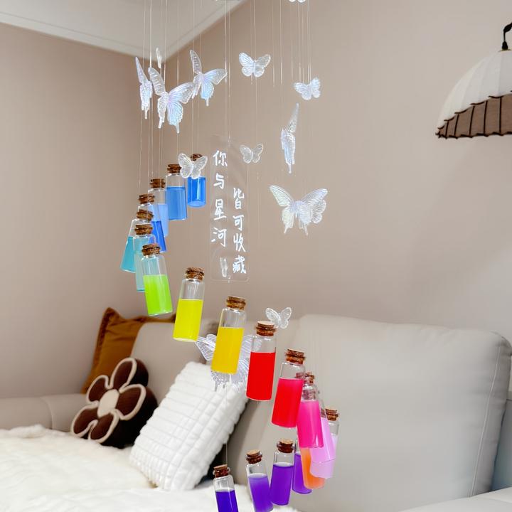 【创意礼物】蝴蝶彩虹风铃手工diy材料包许愿瓶风铃送男朋友闺蜜
