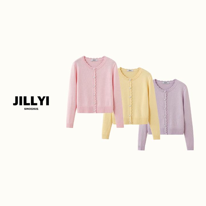 JILLYI珠海店【奶油马卡龙】三色圆领宽松秋季休闲风简约韩版百搭针