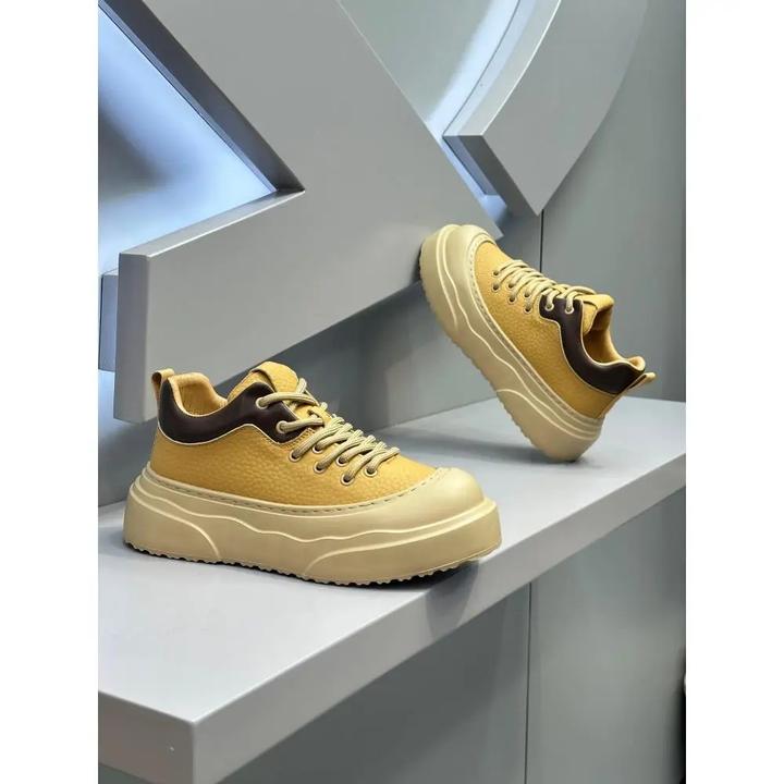 男鞋2025冬季加绒低帮皮面厚底增高休闲百搭舒适系带小白鞋男板鞋