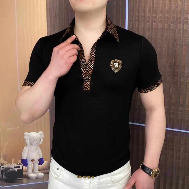 2025夏金黑金富豪男士Polo衫男士翻领轻奢时尚休闲夏季半袖潮流