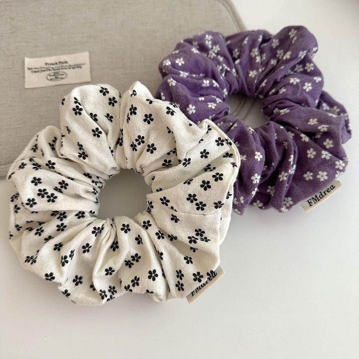 文艺甜美紫色碎花绒面大肠发圈头绳日韩小众气质头花发饰早秋新款
