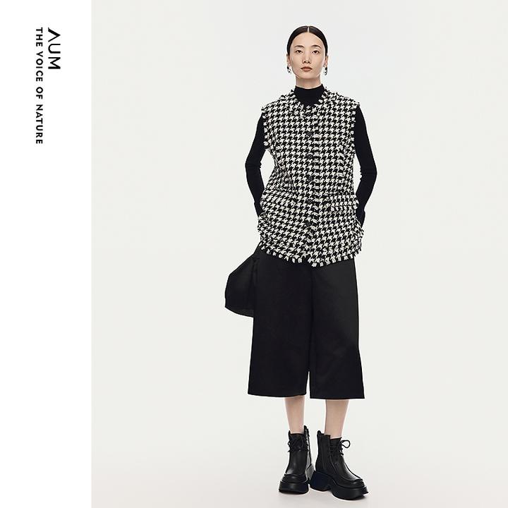 AUM噢姆25年百搭时尚设计千鸟格纹马甲M1FZ43334