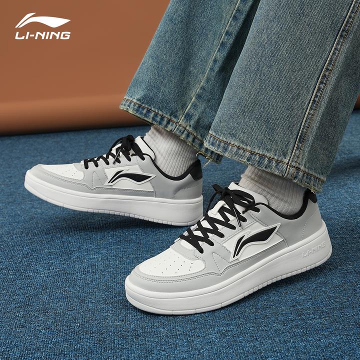 李宁月临板鞋男鞋灰色经典复古百搭休闲鞋子低帮秋季新款运动鞋男