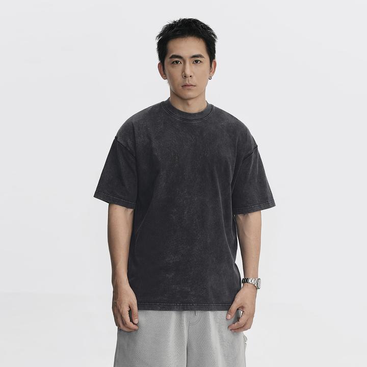 TOPTIER BRO 25SS 炒色水洗小领口短袖T恤男230g做旧复古纯棉TEE