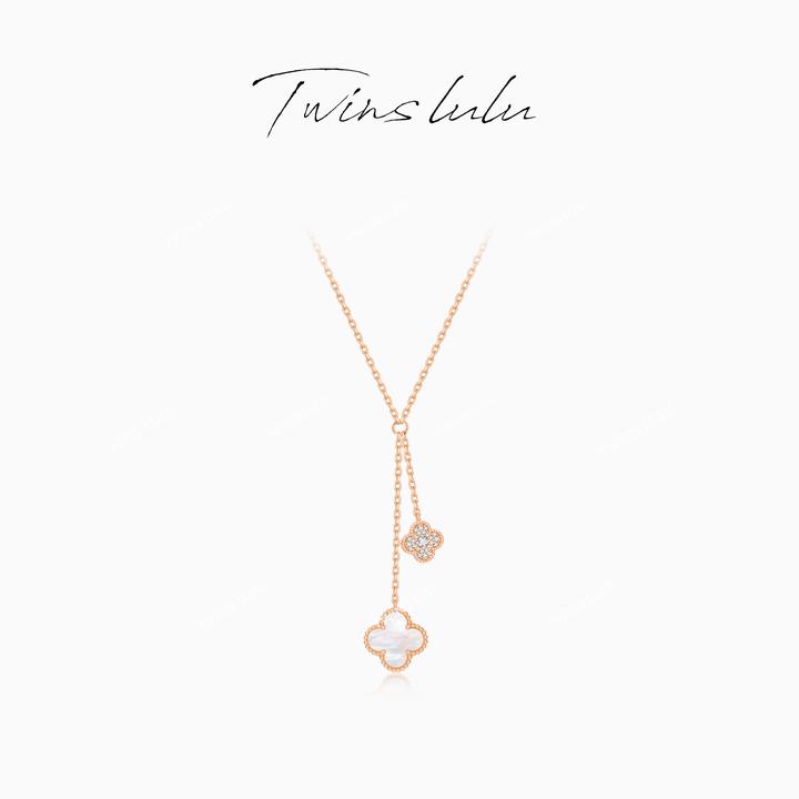 TWINS LULU 镀K金时尚轻奢简约百搭设计师白色四叶项链TSJ9375