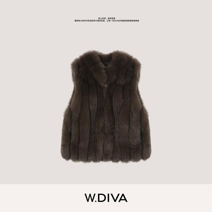 W.Diva【凛冬曲】芬兰进口皇冠级竖排狐狸毛皮草马甲外套54C223130