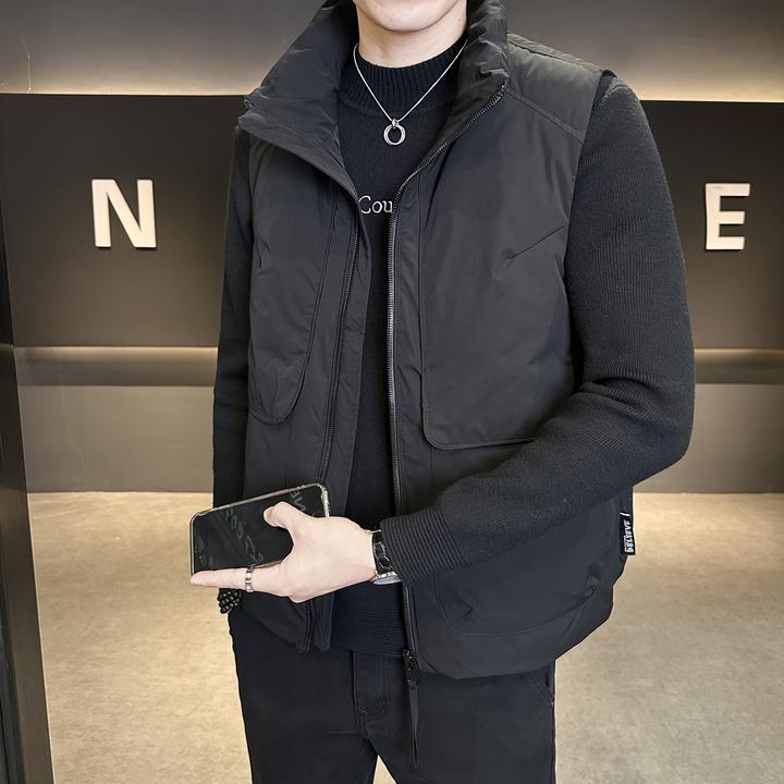 秋冬季工装羽绒马甲男士2025新款背心保暖外套青年时尚无袖坎肩潮