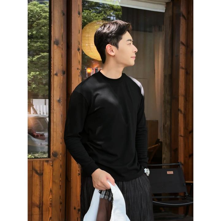 Kam Tin 「粉丝福利回馈」40S高支细腻棉纱混纺长袖T恤圆领男打底衫