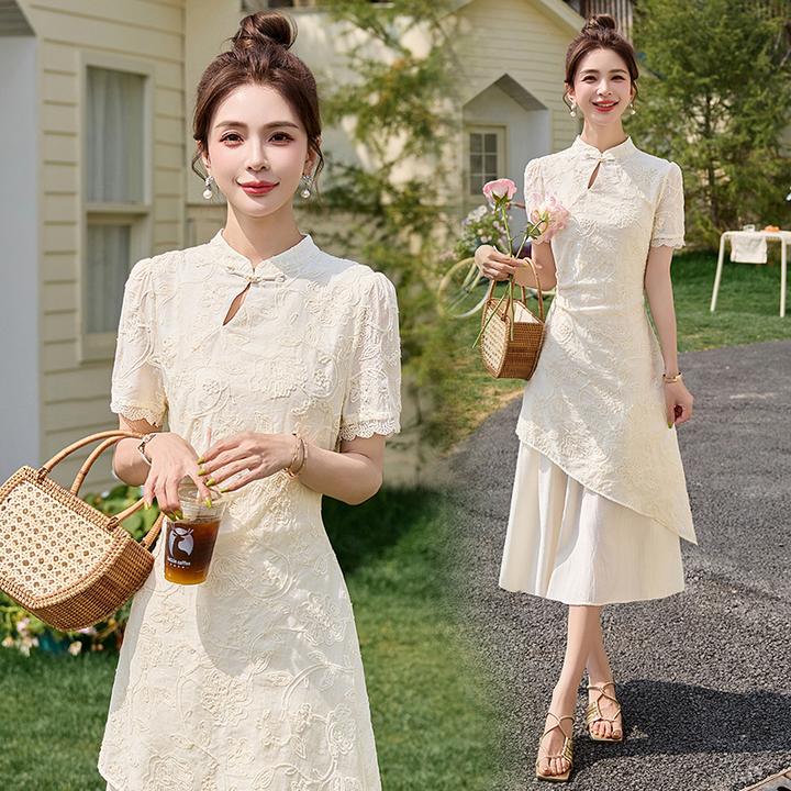 新中式国风洋气衣服蕾丝显瘦2025新款夏季绣花复古禅意气质款女装