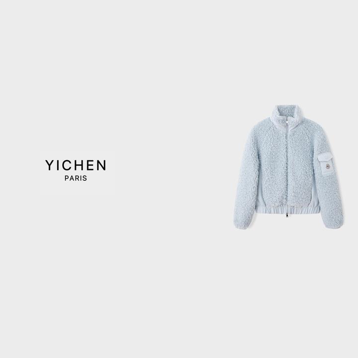 YC 浅蓝色颗粒绒 maya 70周年羊毛羽绒服-4117