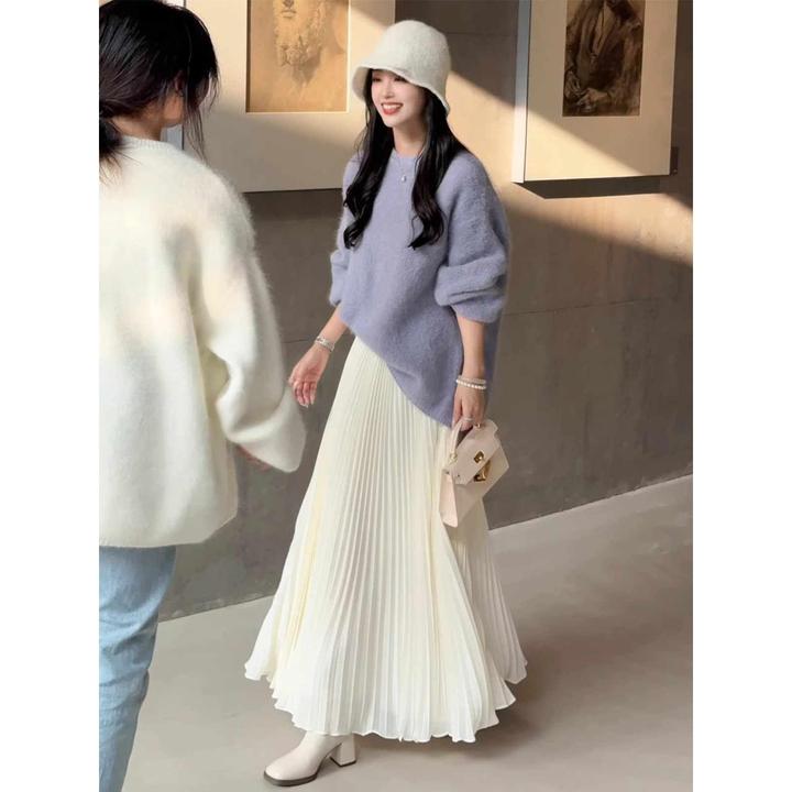 盐系减龄搭配一整套装女秋季新款绝美软糯针织上衣修身显瘦半身裙