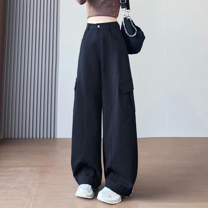 爆款工装裤女秋季2025新款高腰宽松直筒白色裤子美式阔腿弯刀裤