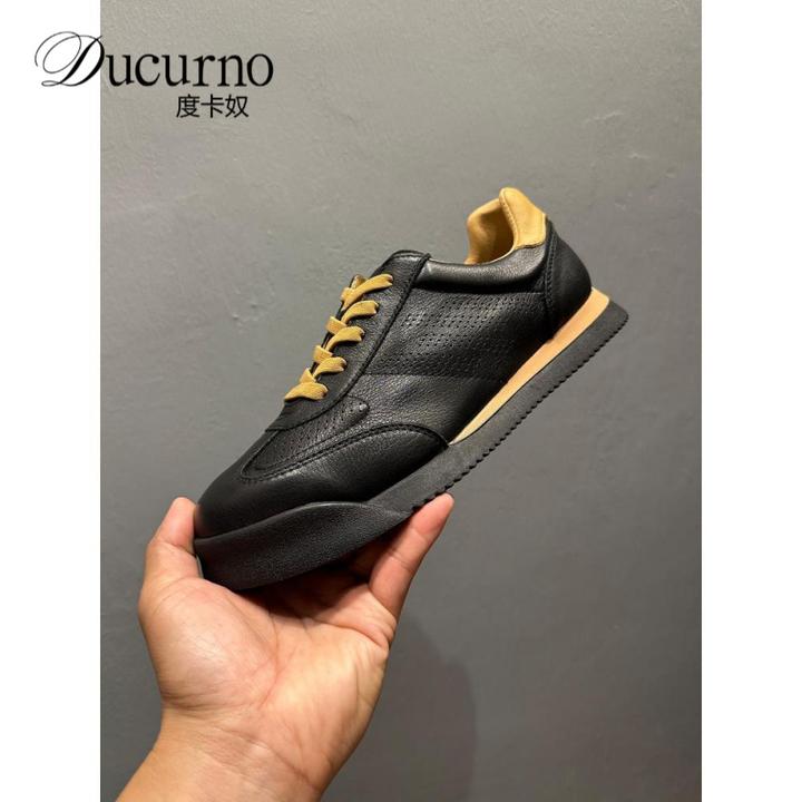 2025新款复古系带镂空运动鞋软牛皮休闲小白鞋秋季复古男款休闲鞋