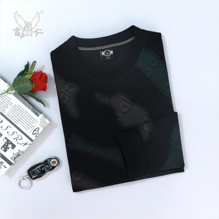 雷仁2025秋冬男士时尚印花休闲弹力长袖T恤圆领套头卫衣男LR52101