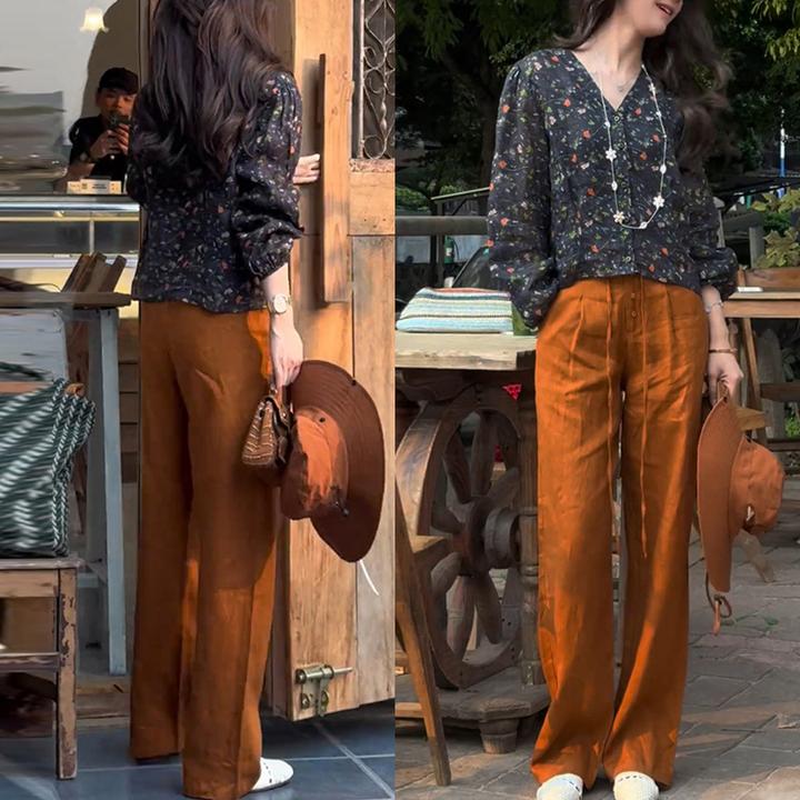 时尚洋气设计感减龄套装女春夏季新款防晒碎花衬衫百搭个性休闲裤