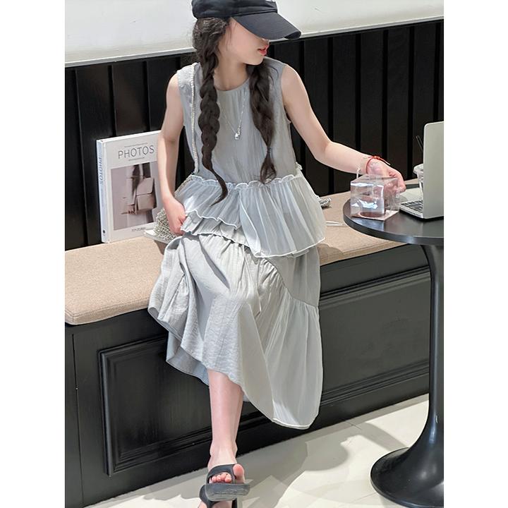 K28411不对称荷叶边女童套装裙子2025新款夏装儿童时髦休闲两件套