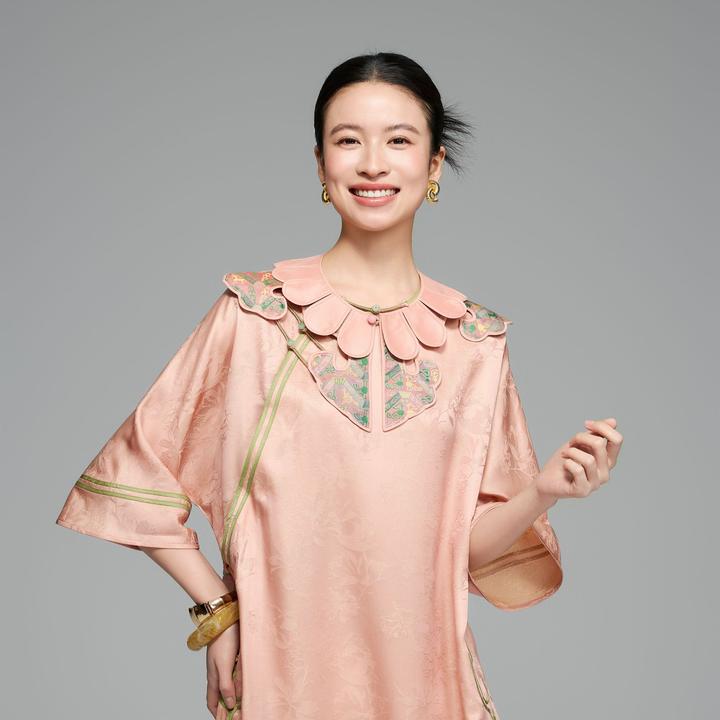 初见十三娘『堇云』木槿繁花正绢缎手工高定袍子真丝连衣裙中式国风