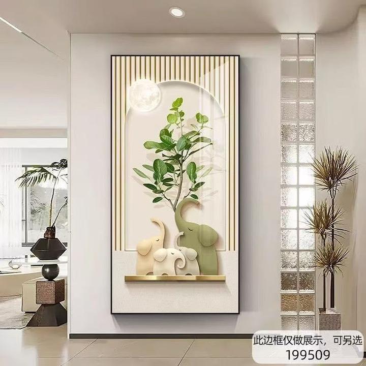 现代简约入户玄关装饰画仿真绿植走廊过道挂画小清新客厅过道壁画