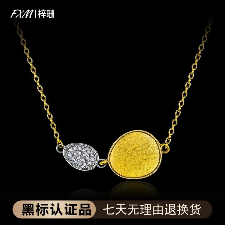 FXM/梓珊 链子925银合成锆石 镀K金 复古拉丝项链 ZF-B723