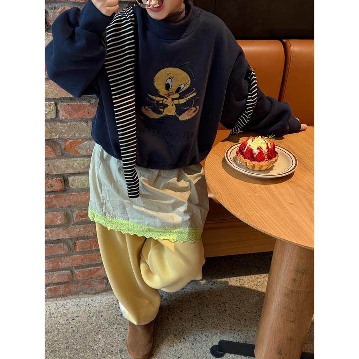 LJ-72393-TBB童装女童韩版加绒针织裤2025秋冬新款慵懒休闲显瘦