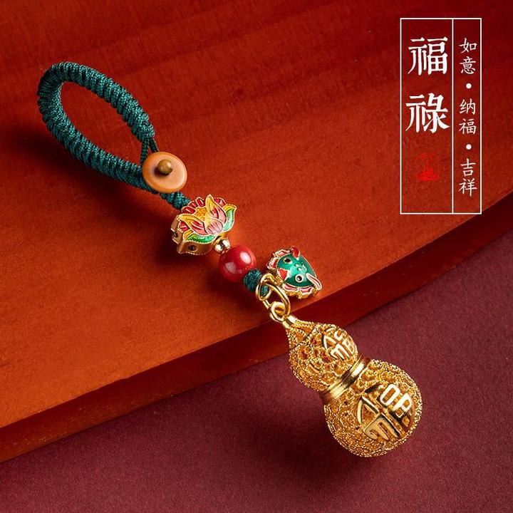 国潮平安葫芦钥匙扣黄铜立体镂空葫芦汽车钥匙扣挂件男女平安挂件