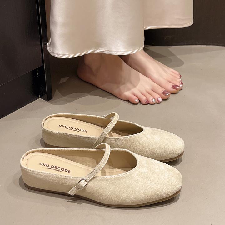 法式复古内增高包头半拖女外穿2025新款夏季平底浅口穆勒鞋单鞋子