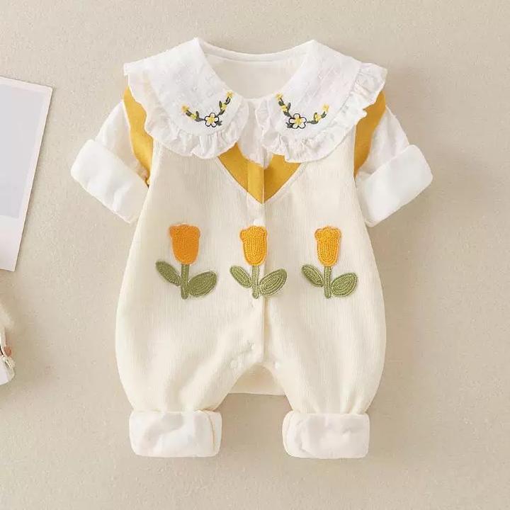 婴儿衣服春秋女宝宝连体衣公主超萌满月百天外出哈衣爬服