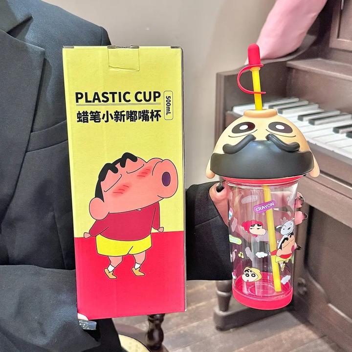 蜡笔小新夏季水杯Tritan材质吸管杯女生耐高温高颜值学生杯子可爱