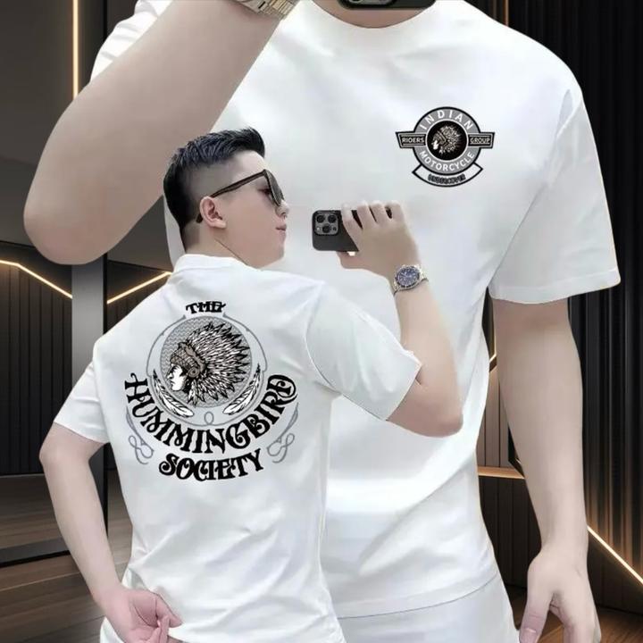 2025年男士新款潮流潮牌时尚百搭短袖圆领休闲圆领半截袖体恤上衣