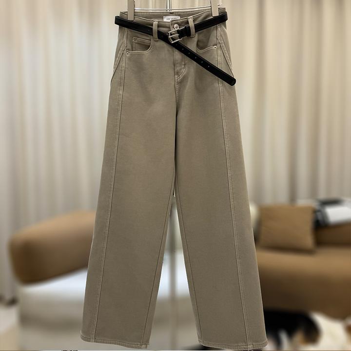 zaw大码女装加绒直筒牛仔裤女秋冬季阔腿宽松胖mm显瘦裤子/25493