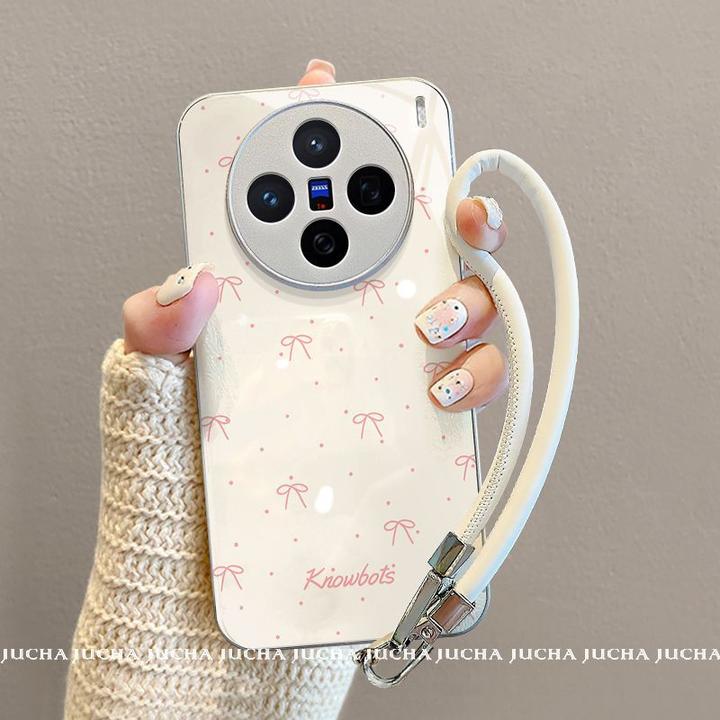 粉点蝴蝶结适用苹果16promax手机壳小众红米k80华为新款vivox200s