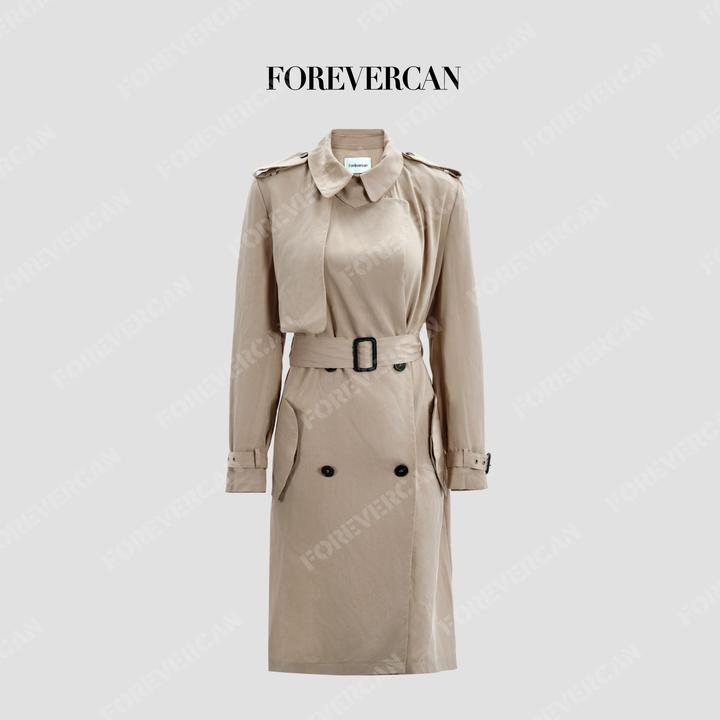 FOREVERCAN“香榭画报”长期主义翻领宽松长款风衣外套 SC23701