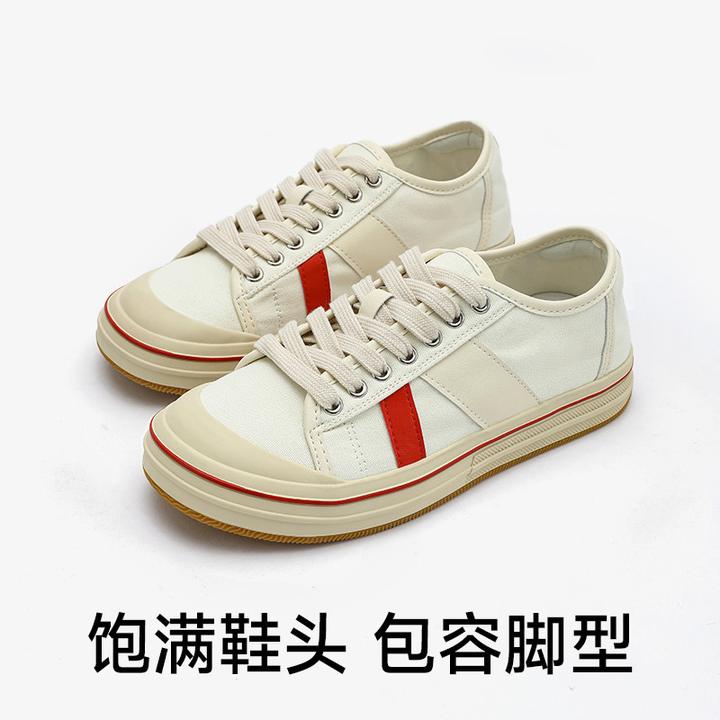 UBZ帆布鞋女款2025新款白色夏季透气百搭运动休闲复古平底小白鞋